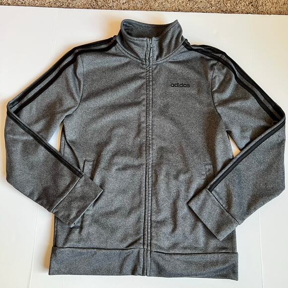 Adidas Tricot Stripe Grey Jacket M 10/12 - Picture 2 of 8